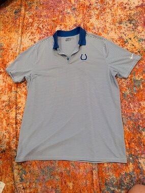 Nike Golf Indianapolis Colts Striped Polo Dri-FIT Blue White Men’s Size XL